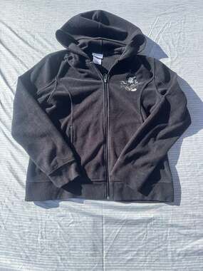 Disney Parks Mickey Mouse Fleece Full Zip Hoodie Size M Black